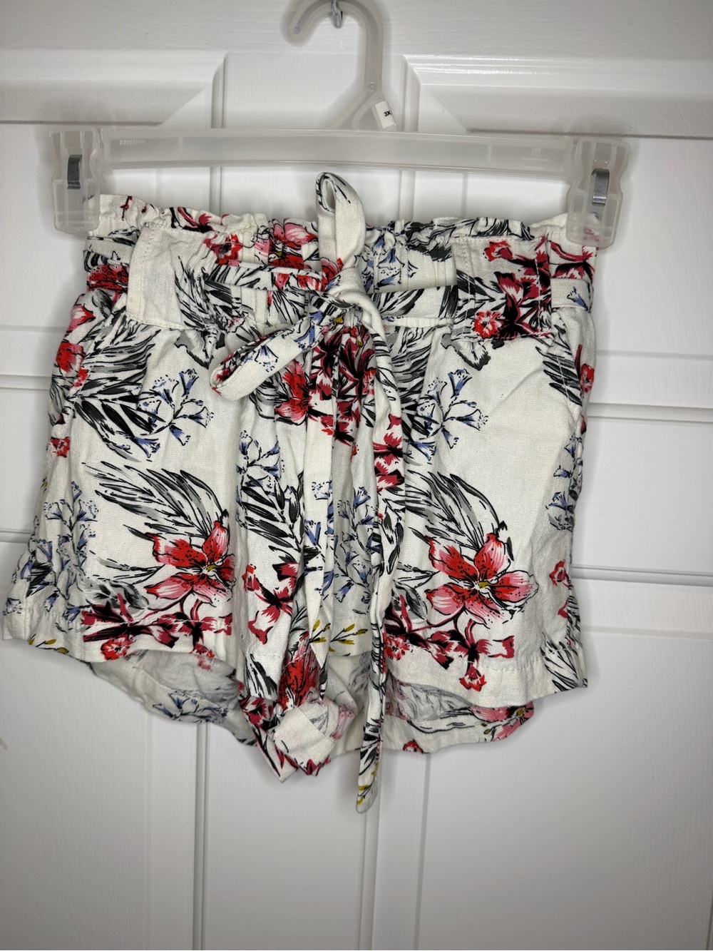 Cali 1850 High-Waist Floral Tie-Front Linen Rayon Shorts Sz XS hello summer